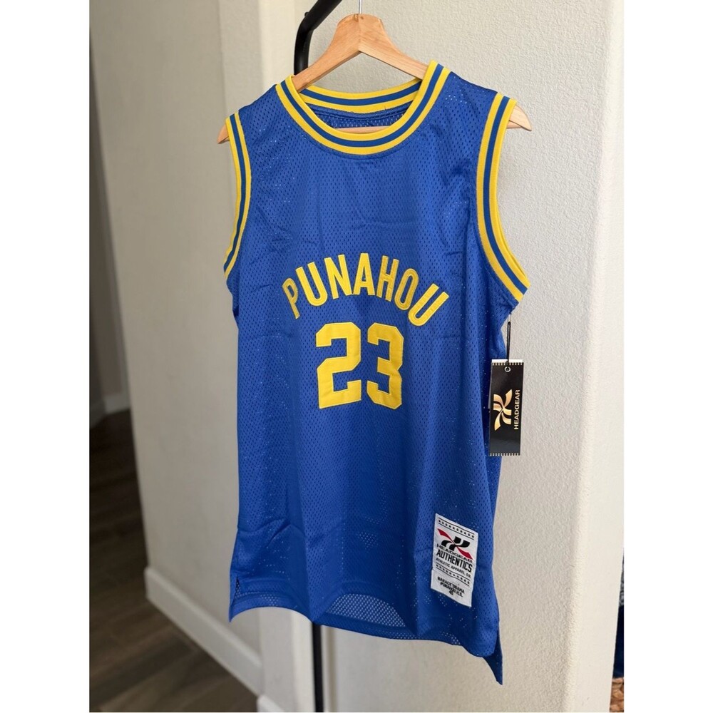 Headgear Punahou High School Obama Blue & Yellow Basketball Jersey - #23 L